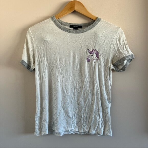 Forever 21 | White Unicorn Patch Tee - Picture 1 of 5